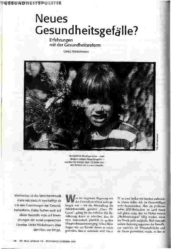 Neues Gesundheitsgefälle?Erfahrungen mit der Gesundheitsreform