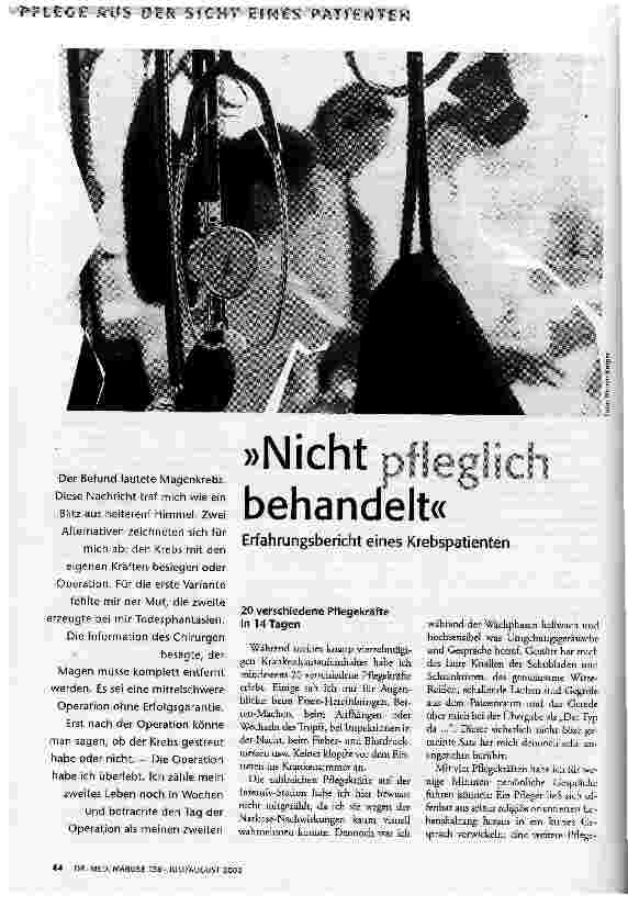 Nicht pfleglich behandelt Erfahrungsbericht eines Krebspatienten