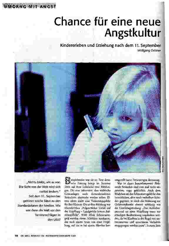 Chance für eine neue Angstkultur Kindererleben und Erziehung nach dem 11. September