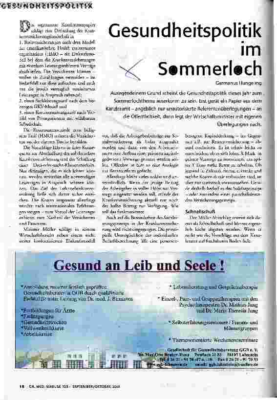 Gesundheitspolitik im Sommerloch