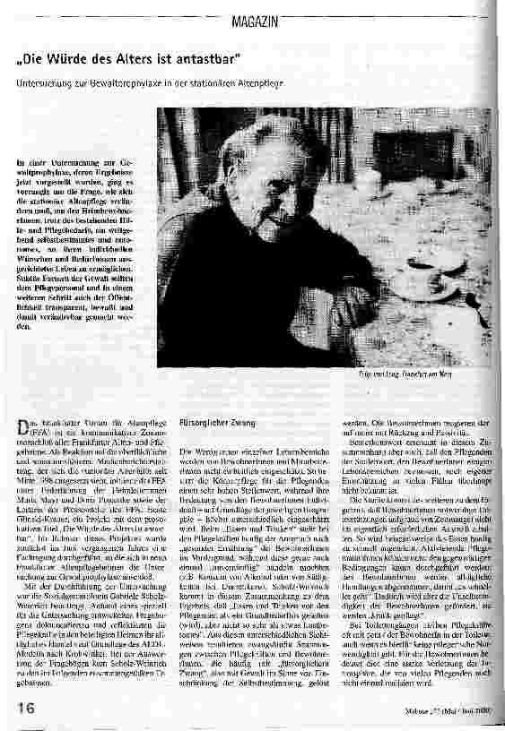 Die Würde des Alters ist antastbar Untersuchung zur Gewaltprophylaxe in der stationären Altenpflege