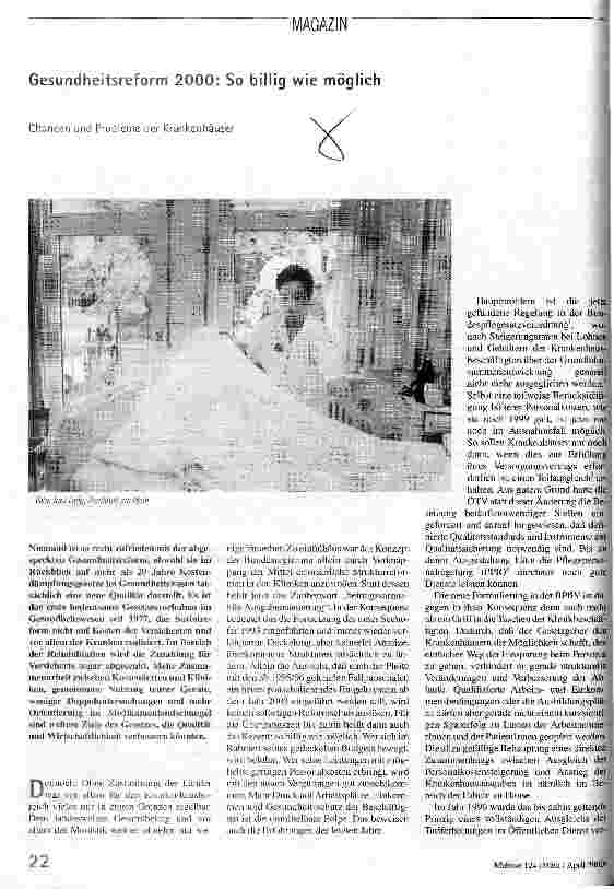 Gesundheitrefrom 2000: So billig wie möglich Chancen und Probleme der Krankenhäuser