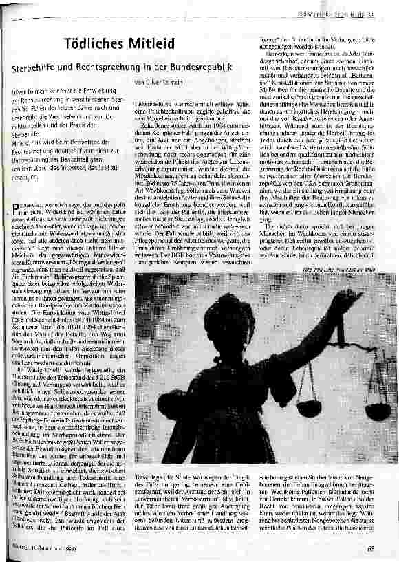 Tödliches Mitleid Sterbehilfe und Rechtssprechung in der Bundesrepublik