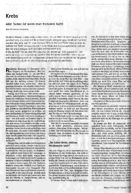 Krebs oder Tumor ist wenn man trotzdem lacht