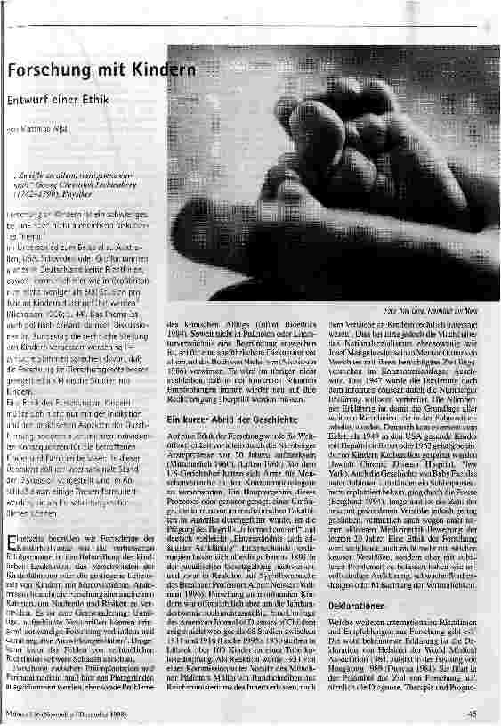 Forschung mit Kindern Entwurf einer Ethik
