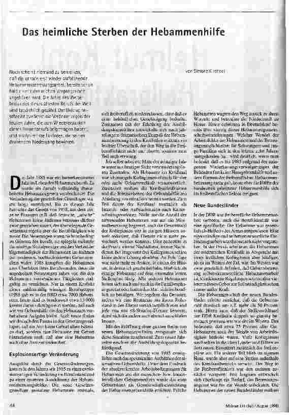 Das heimliche Sterben der Hebammenhilfe