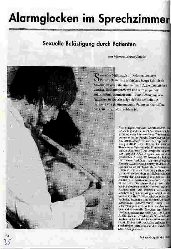 Alarmglocken im Sprechzimmer Sexuelle Belästigung durch Patienten