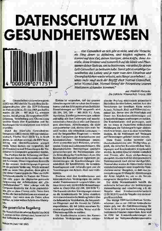 Datenschutz im Gesundheitswesen