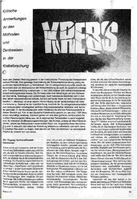 [doc_18600] Kritische Anmerkungen zu den Methoden und Denkweisen in der Krebsforschung