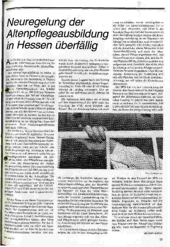 Neureglung der Altenpflegeausbildung in Hessen überfällig