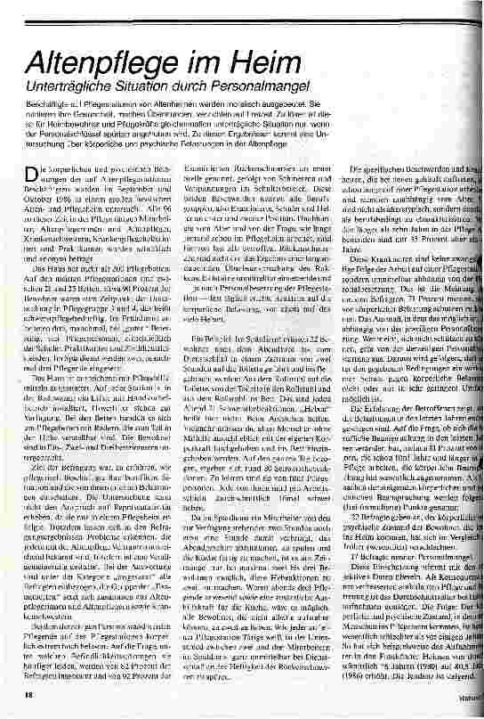 Altenpflege im Heim Unerträgliche Situation durch Personalmangel