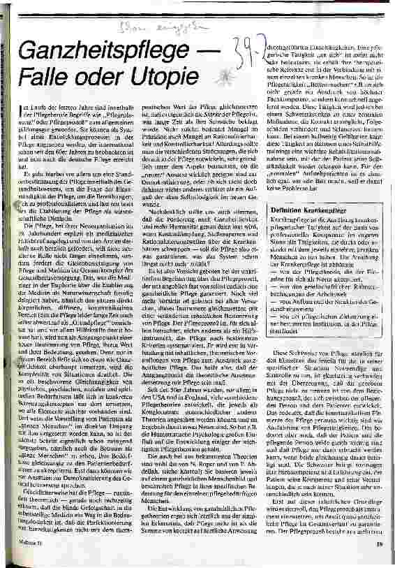 Ganzheitspflege - Falle oder Utopie