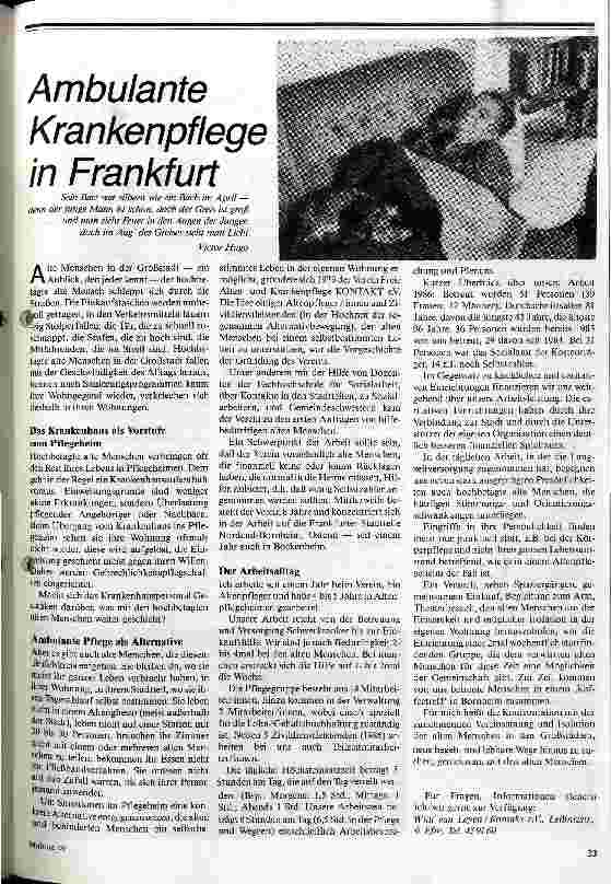 Ambulante Krankenpflege in Frankfurt