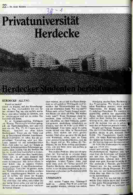 Privatuniversität Herdecke Herdecker Studenten berichten