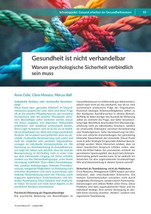 Gesundheit ist nicht verhandelbar Warum psychologische Sicherheit verbindlich sein mus