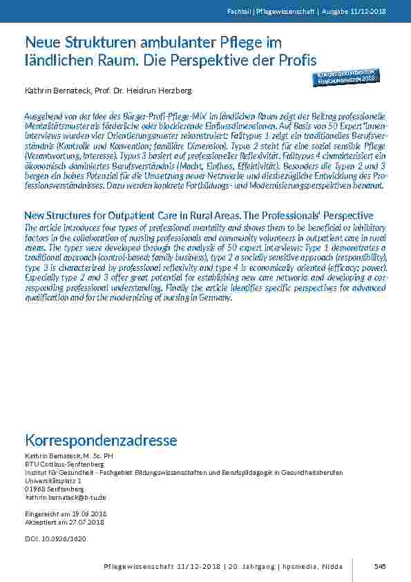 [doc_201732] Neue Strukturen ambulanter Pflege im ländlichen Raum. Die Perspektive der Profis