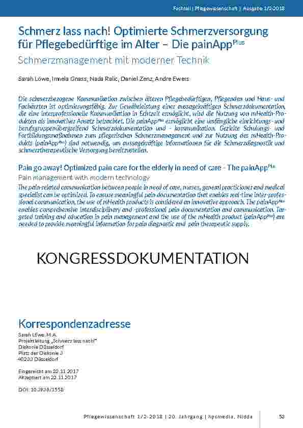 [doc_201658] Schmerz lass nach! Optimierte Schmerzversorgung für Pflegebedürftige im Alter – Die painAppPlus: Schmerzmanagement mit moderner Technik