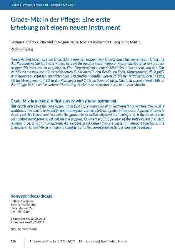 Grade-Mix in der Pflege: Eine erste Erhebung mit einem neuen Instrument