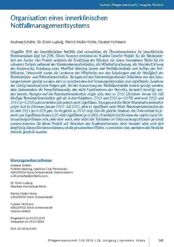 [doc_201519] Organisation eines innerklinischen Notfallmanagementsystems